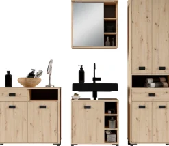 byLIVING Badkommode »Wellness« 80cm Badezimmer Kommode mit Metallgriffen und viel Stauraum