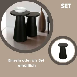 byLIVING Beistelltisch »Cone« aus Massivholz in schwarz oder white wash, verschiedenen Größen