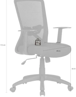 byLIVING Bürostuhl »Long« () Mesh-Webstoff in schwarz, Wippmechanik mit Härtegradeinstellung
