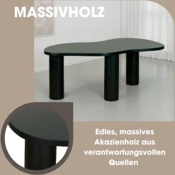byLIVING Couchtisch »ETHAN« Tischplatte und Gestell Akazie natur oder schwarz, Tischbein: 13 cm
