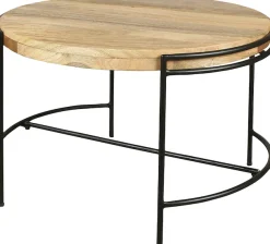 byLIVING Couchtisch »Hanna« massive Mango Tischplatte 35mm und schwarzen Metallbeinen, rund 60cm