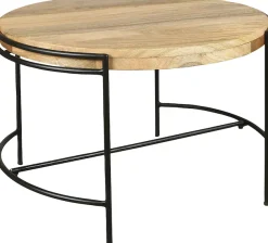 byLIVING Couchtisch »Hanna« massive Mango Tischplatte 35mm und schwarzen Metallbeinen, rund 60cm