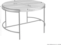 byLIVING Couchtisch »Hanna« massive Mango Tischplatte 35mm und schwarzen Metallbeinen, rund 60cm
