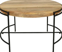 byLIVING Couchtisch »Hanna« massive Mango Tischplatte 35mm und schwarzen Metallbeinen, rund 60cm