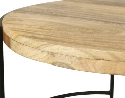 byLIVING Couchtisch »Hanna« massive Mango Tischplatte 35mm und schwarzen Metallbeinen, rund 60cm