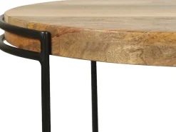 byLIVING Couchtisch »Hanna« massive Mango Tischplatte 35mm und schwarzen Metallbeinen, rund 60cm