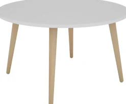 byLIVING Couchtisch »LASSE« Tischplatte weiß, Gestell Buche natur, Breite: 80 cm