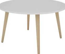 byLIVING Couchtisch »LASSE« Tischplatte weiß, Gestell Buche natur, Breite: 80 cm