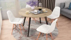 byLIVING Esstisch »Marta« 1 Stk. tlg. mit 120cm runder Tischplatte in Artisan Eiche Optik und Metallbeinen