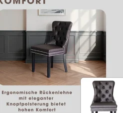 byLIVING Esszimmerstuhl »Domino« (Set) 2 Stk.mit Massivholz Gestell, Chestefield Steppung und Ringgriff im Rücken