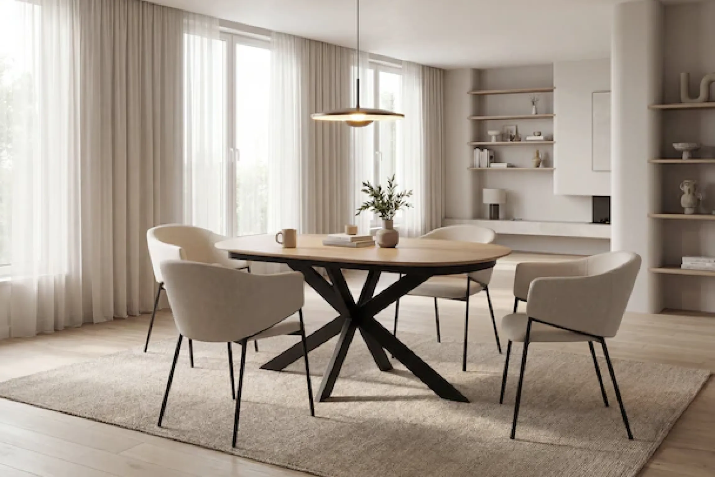 byLIVING Esszimmerstuhl »YORK« (Set) 2 Stk.Strukturstoff in beige, bis 110 kg, Schaumstoff, 4-Fußgestell
