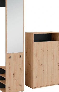 byLIVING Garderoben-Set »Lyon, platzsparender Garderobenschrank mit großem Spiegel« 2-teilig, 2 Stk. tlg.