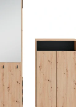 byLIVING Garderoben-Set »Lyon, platzsparender Garderobenschrank mit großem Spiegel« 2-teilig, 2 Stk. tlg.