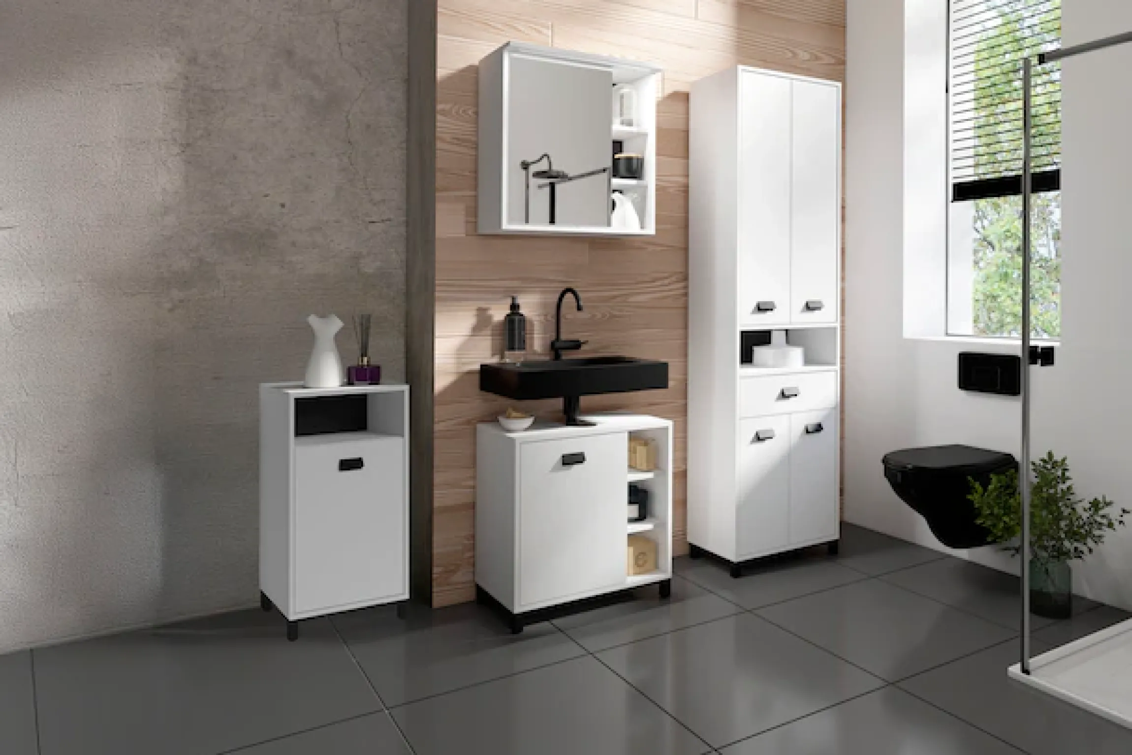 byLIVING Midischrank »Wellness« mit variablem Einlegeboden und offenem Fach für viel Stauraum