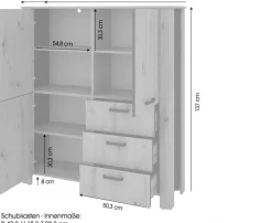 byLIVING Vitrine »Highboard Faro« 1 Stk. tlg. 3 Türen und 3 Schubkästen für maximale Ordnung, verschiedene Farben.