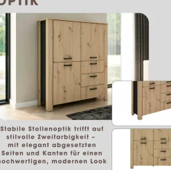 byLIVING Vitrine »Highboard Faro« 1 Stk. tlg. 3 Türen und 3 Schubkästen für maximale Ordnung, verschiedene Farben.