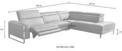 CALIA ITALIA Ecksofa »Pier, Design und erstklassiger Sitzkomfort im Einklang, L-Form« mit elektrischer Relaxfunktion, in hochwertigem Lederbezug