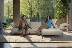CALIA ITALIA Ecksofa »Skyline, Made in Italy, Design-Sofa, L-Form, mit Sitztiefenverstellung« verstellbare Armlehne und Kopfstütze für maximalen Komfort