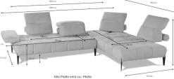 CALIA ITALIA Ecksofa »Skyline, Made in Italy, Design-Sofa, L-Form, mit Sitztiefenverstellung« verstellbare Armlehne und Kopfstütze für maximalen Komfort