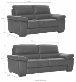 CALIA ITALIA Polstergarnitur »Gaia, hochwertige Garnitur aus 2-Sitzer und 3-Sitzer, edles Design« Set, 2 Stk. tlg. Ledergarnitur, in zwei hochwertigen Lederqualitäten