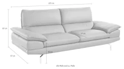 CALIA ITALIA 3-Sitzer »Dave, italienisches Design, erstklassiger Sitzkomfort, Breite 221cm« in zwei Lederqualitäten und toller Detailverarbeitung