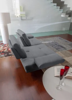 CALIA ITALIA 3-Sitzer »Toby Wing, 208 cm breit, Designsofa mit hohem Sitzkomfort« inklusive Sitztiefenverstellung, Füße in Chrom glänzend