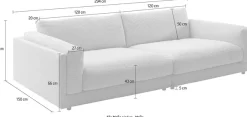 3C Candy Big-Sofa »Karalis mit extra großer Sitztiefe, elegantes Mega Sofa zum Relaxen,« auch in Cord- oder Leder-Bezug, lose Kissen, loungige Bequemlichkeit