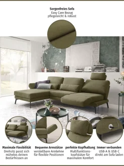 3C Candy Ecksofa »Kairo modernes Multifunktions-Sofa, bequem,L-Form« inklusive Drehsitz, Armlehnen- und Rückenverstellung, OTTOs Choice