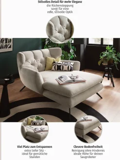 3C Candy Loveseat »Beatrice Loungesessel, Ohrensessel, bequem zum Relaxen, Breite 100cm« mit Knopfheftung im Rücken, Fernsehsessel, Relaxsessel