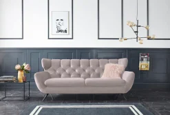 3C Candy 3-Sitzer »Beatrice, extravagantes Megasofa, bequem, Küchensofa, Breite 225cm« mit Rückensteppung im Rautenmuster, Samt Optik, auch in Fellimitat