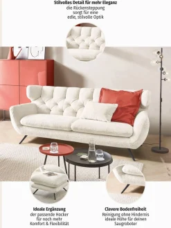 3C Candy 3-Sitzer »Beatrice, extravagantes Megasofa, bequem, Küchensofa, Breite 225cm« mit Rückensteppung im Rautenmuster, Samt Optik, auch in Fellimitat