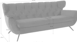 3C Candy 3-Sitzer »Beatrice, extravagantes Megasofa, bequem, Küchensofa, Breite 225cm« mit Rückensteppung im Rautenmuster, Samt Optik, auch in Fellimitat