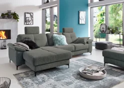 3C Carina Ecksofa »Burnaby bequem und modern, Breite 296cm, 12cm hoher Fuß, L-Form« 2 Kopfstützen, optional mit Schlaf- und motorischer Relaxfunktion