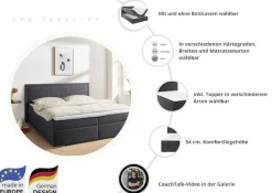 COLLECTION AB Boxbett »ATHENA, Polsterbett wahlweise mit Bettkasten, Strukturstoff-Bezug« Bonnell- oder Taschenfederkernmatratze H2,H3,H4, 140x200/180x200cm