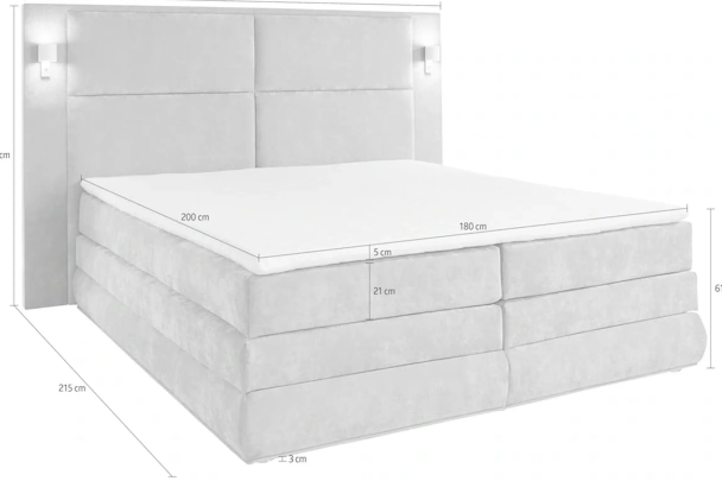 COLLECTION AB Boxspringbett »Copenhagen« inklusive Bettkasten, Topper, wahlweise mit LED-Beleuchtung