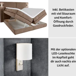 COLLECTION AB Boxspringbett »Copenhagen« inklusive Bettkasten, Topper, wahlweise mit LED-Beleuchtung