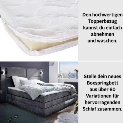 COLLECTION AB Boxspringbett »Copenhagen« inklusive Bettkasten, Topper, wahlweise mit LED-Beleuchtung