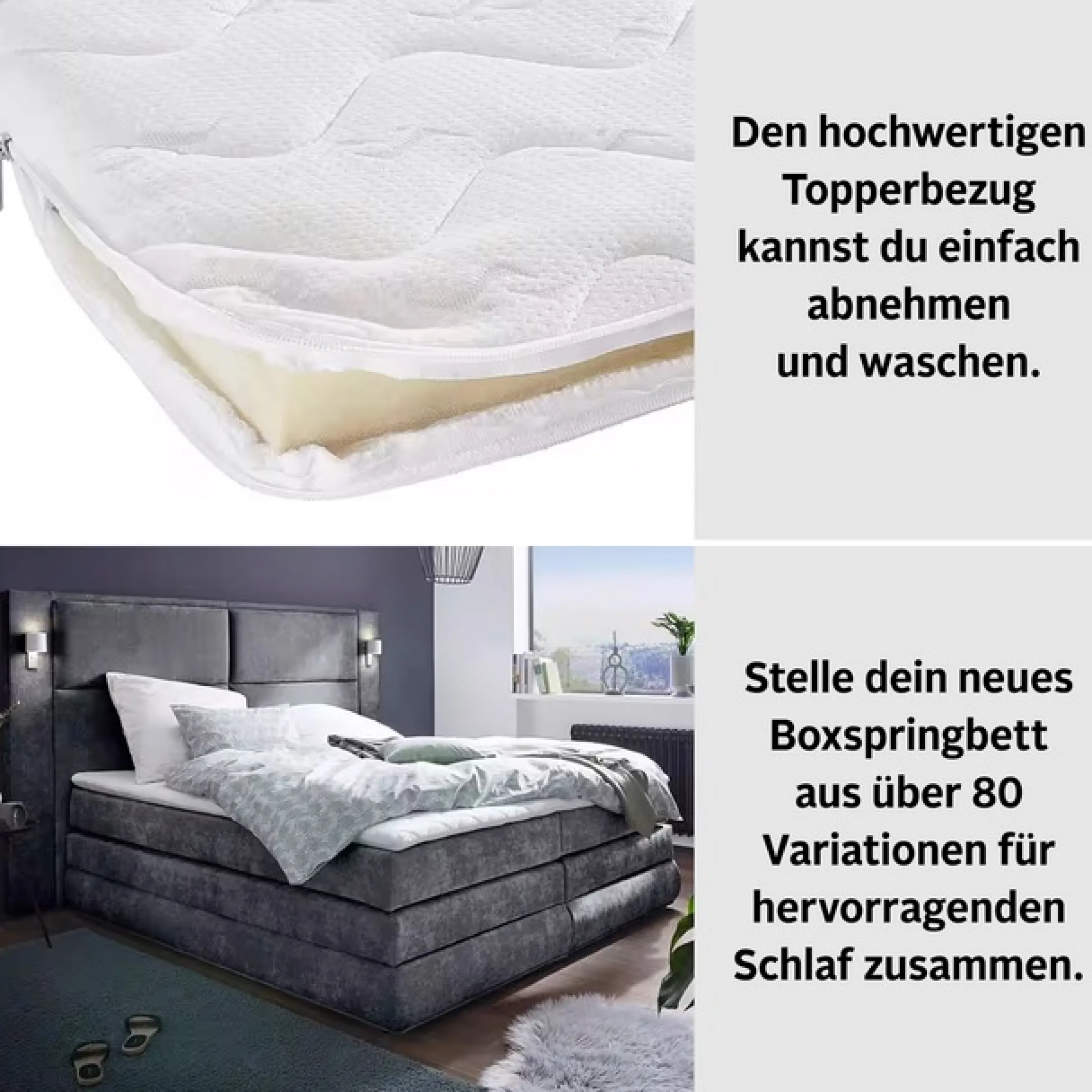 COLLECTION AB Boxspringbett »Copenhagen« inklusive Bettkasten, Topper, wahlweise mit LED-Beleuchtung
