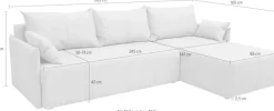 COLLECTION AB Ecksofa »CAB L-Form, B: 263 cm« Schlaffunktion, Bettkasten & 2 Zierkissen, Federkern