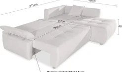 COLLECTION AB Ecksofa »Funtastic L-Form, B: 213 cm, Schlaffunktion, Bettkasten, auch in Cord« Armteilverstellung, Bonnellfederkern, frei stellbar