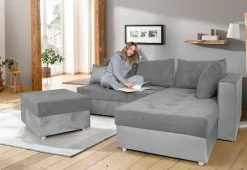 COLLECTION AB Ecksofa »Italia L-Form, B: 217 cm« Schlaffunktion, Bettkasten & 1 Zierkissen, Federkern