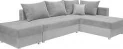 COLLECTION AB Ecksofa »Italia L-Form, B: 217 cm« Schlaffunktion, Bettkasten & 1 Zierkissen, Federkern