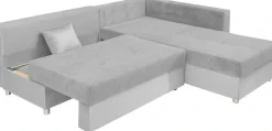 COLLECTION AB Ecksofa »Italia L-Form, B: 217 cm« Schlaffunktion, Bettkasten & 1 Zierkissen, Federkern