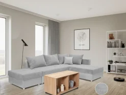 COLLECTION AB Ecksofa »Italia L-Form, B: 217 cm« Schlaffunktion, Bettkasten & 1 Zierkissen, Federkern