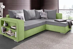 COLLECTION AB Ecksofa »John L-Form, B: 226 cm, Schlaffunktion & Bettkasten« Regalelement & 2 Zierkissen, Couch optional mit Federkern