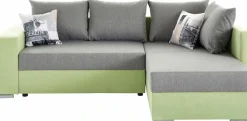 COLLECTION AB Ecksofa »John L-Form, B: 226 cm, Schlaffunktion & Bettkasten« Regalelement & 2 Zierkissen, Couch optional mit Federkern