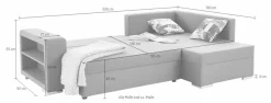 COLLECTION AB Ecksofa »John L-Form, B: 226 cm, Schlaffunktion & Bettkasten« Regalelement & 2 Zierkissen, Couch optional mit Federkern