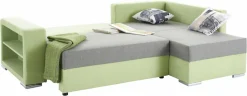COLLECTION AB Ecksofa »John L-Form, B: 226 cm, Schlaffunktion & Bettkasten« Regalelement & 2 Zierkissen, Couch optional mit Federkern