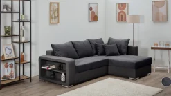 COLLECTION AB Ecksofa »John L-Form, B: 226 cm« Schlaffunktion, Bettkasten, Regalelement & 2 Zierkissen