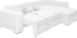COLLECTION AB Ecksofa »John L-Form, B: 226 cm« Schlaffunktion, Bettkasten, Regalelement & 2 Zierkissen